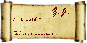 Zirk Jolán névjegykártya